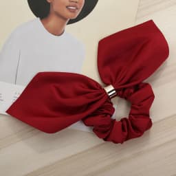 Bow Elastic Hair Bands Women Rabbit Ears Ponytail Sweet Cute Solid Color Metal Button Headwear Fixed Hair Accessories