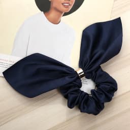 Bow Elastic Hair Bands Women Rabbit Ears Ponytail Sweet Cute Solid Color Metal Button Headwear Fixed Hair Accessories