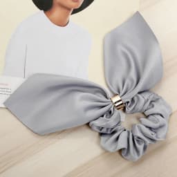 Bow Elastic Hair Bands Women Rabbit Ears Ponytail Sweet Cute Solid Color Metal Button Headwear Fixed Hair Accessories