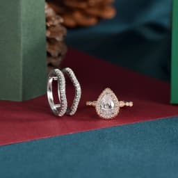 Newshe Yellow & Rose Gold 925 Sterling Silver Pear Shaped Engagement Ring Enhancer Wedding Band Simulated Diamond AAAAA CZ