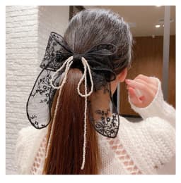 Summer Vacation Lace Hair Clip Black White Bow Knot Hair Barrettes For Women Ponytail Elegant Hairclip With Mesh Bow
