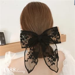 Summer Vacation Lace Hair Clip Black White Bow Knot Hair Barrettes For Women Ponytail Elegant Hairclip With Mesh Bow