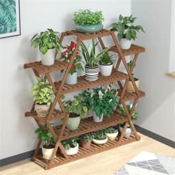 8 Tier Tall Large Capacity Wood Plant Stand Steady Flower Shelves for Patio Porch Balcony