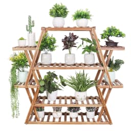 8 Tier Tall Large Capacity Wood Plant Stand Steady Flower Shelves for Patio Porch Balcony