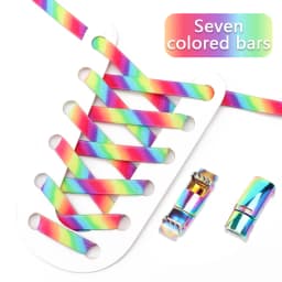 Rainbow Magnetic Lock Shoelaces Elastic Sneaker Laces Adults Kids 8MM Wide Flats Rubber No Tie Shoe laces Shoe Accessories