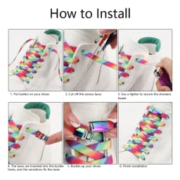 Rainbow Magnetic Lock Shoelaces Elastic Sneaker Laces Adults Kids 8MM Wide Flats Rubber No Tie Shoe laces Shoe Accessories