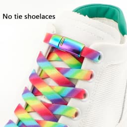 Rainbow Magnetic Lock Shoelaces Elastic Sneaker Laces Adults Kids 8MM Wide Flats Rubber No Tie Shoe laces Shoe Accessories