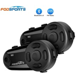 2pcs Fodsports V6S Motorcycle Intercom Bluetooth Helmet Headset 6 Riders 1000m Waterproof Interphone BT5.0,FM Radio