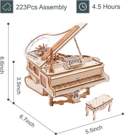 Robotime Magic Piano 3D Puzzles Mechanical 3D Musical Instrument Aesthetic Desk Decor Unique Gift for Men Women AMK81