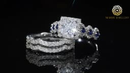 Newshe 3 Pcs Wedding Rings Set for Women 925 Silver Princess Cut Certified Moissanite/Zircon Luxury Bridal Engagement Jewelry