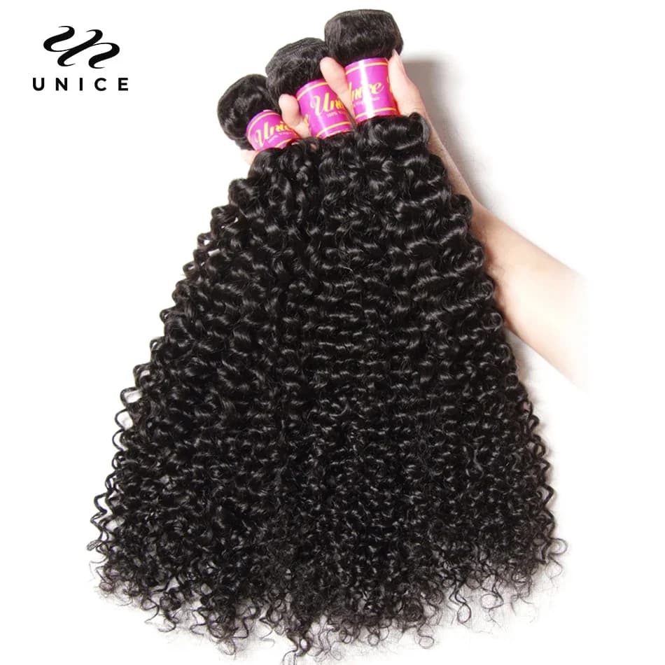 UNice Hair Virgin Human Hair Bundles Burmese Curly Hair 3 Bundles 100% Human Hair Extension Natural Color Hair Weaves 8-26Inch