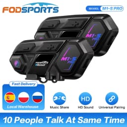 2pcs Fodsports M1-S Pro Motorcycle Helmet Intercom,Helmet Bluetooth Headset,10 Riders 2000M Interphone