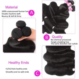 UNice Hair Body Wave Bundles 1/3 Pcs/Lot Natural Color 12A Grade Virgin 100% Human Hair Bundles Sew-In Human Hair Extensions