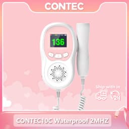 CONTEC Fetal Doppler Heart Beat Monitor Backlight LCD Pink Colour with 2Mhz 3mhz 8Mhz Probe Baby Heart Beat Monitor Probe
