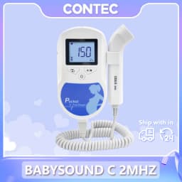 CONTEC Fetal Doppler Heart Beat Monitor Backlight LCD Pink Colour with 2Mhz 3mhz 8Mhz Probe Baby Heart Beat Monitor Probe