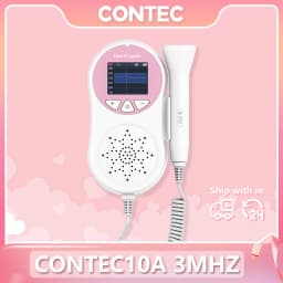 CONTEC Fetal Doppler Heart Beat Monitor Backlight LCD Pink Colour with 2Mhz 3mhz 8Mhz Probe Baby Heart Beat Monitor Probe
