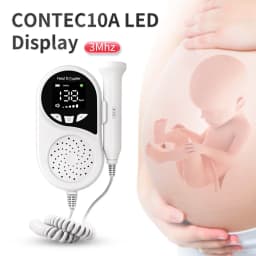 CONTEC Fetal Doppler Heart Beat Monitor Backlight LCD Pink Colour with 2Mhz 3mhz 8Mhz Probe Baby Heart Beat Monitor Probe