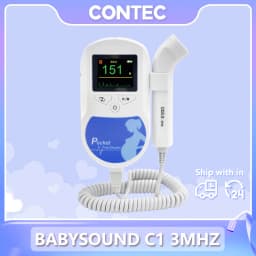 CONTEC Fetal Doppler Heart Beat Monitor Backlight LCD Pink Colour with 2Mhz 3mhz 8Mhz Probe Baby Heart Beat Monitor Probe