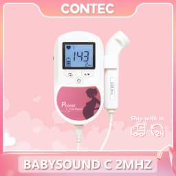 CONTEC Fetal Doppler Heart Beat Monitor Backlight LCD Pink Colour with 2Mhz 3mhz 8Mhz Probe Baby Heart Beat Monitor Probe