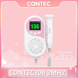 CONTEC Fetal Doppler Heart Beat Monitor Backlight LCD Pink Colour with 2Mhz 3mhz 8Mhz Probe Baby Heart Beat Monitor Probe