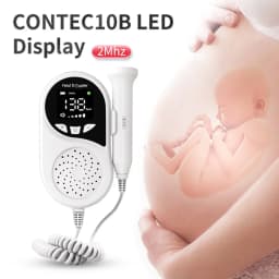 CONTEC Fetal Doppler Heart Beat Monitor Backlight LCD Pink Colour with 2Mhz 3mhz 8Mhz Probe Baby Heart Beat Monitor Probe
