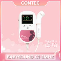CONTEC Fetal Doppler Heart Beat Monitor Backlight LCD Pink Colour with 2Mhz 3mhz 8Mhz Probe Baby Heart Beat Monitor Probe