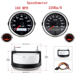 12V 24V 36V Voltmeter RMP Tachometer Fuel Gauge Bar Psi Pressure Gauge KMH MPH Speedometer °f ℃ Water Temperature Gauge