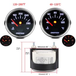 12V 24V 36V Voltmeter RMP Tachometer Fuel Gauge Bar Psi Pressure Gauge KMH MPH Speedometer °f ℃ Water Temperature Gauge