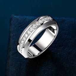 Newshe Men's 925 Sterling Silver Wedding Rings Brilliant AAAAA Grade Cubic Zircon Luxury Fine Jewelry Band