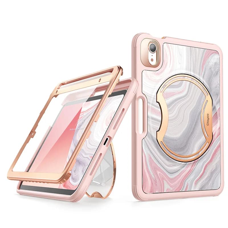 For iPad Mini 7 / Mini 6 Case (2024/2021) Clayco Nebula Full Body Heavy Duty Protective Case with Built-in Screen Protector Pen