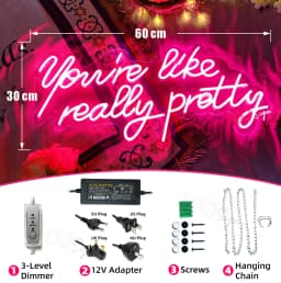 60cm Neon Sign Large Neon LED Sign You Are Like Really Pretty Neon Light Sign Custom Room Decor Wall Art Girl Bedroom Decor pink