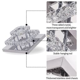 Modern LED Crystal Chandelier Lighting Mirror Rings Ceiling Lamp for Living Room Kitchen Luminaire Home Decor Light Fixture