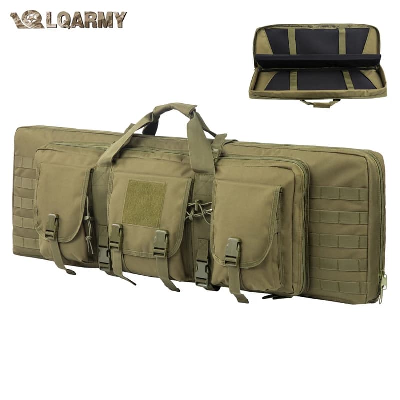 LQARMY 81 97 106 122cm Tactical Gun Bag Double Rifle Case Molle Rifle Bag Sniper Airsoft Gun Case Backpack Hunting Gun Holster