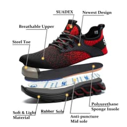 SUADEX Safety Shoes Steel Toe Boots Anti-Smashing Work Shoes Lightweight Breathable Composite Toe Men EUR Size 37-48