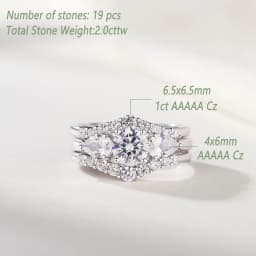 Newshe 3Pcs Wedding Engagement Ring Set for Women Simulated Diamond Round Pear Cut AAAAA CZ 925 Sterling Silver Fine Jewelry