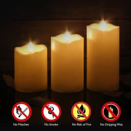Pack of 3 Remote Control New Year Candles,Timed Flameless LED Candle Light Valentine's Day Party Home Decor Easter Candle