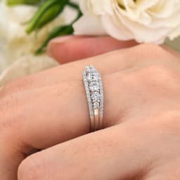 Newshe 925 Sterling Silver Eternity Ring Wedding Band for Women 1.1ct Round White AAAAA Cz Size 4-10