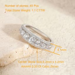 Newshe 925 Sterling Silver Eternity Ring Wedding Band for Women 1.1ct Round White AAAAA Cz Size 4-10