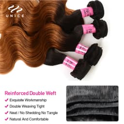UNICE HAIR Ombre Hair Bundles Brazilian Body Wave 3 Bundles 100% Human Hair Weaves Remy Hair Extension 16-26inch Free Shipping