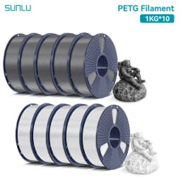 SUNLU PETG 1KG 3D Filament 1.75MM No Bubble 10 Rolls No Bubble Eco-Friendly No Knots Good Toughness Excellent Acid Alkali