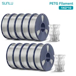 SUNLU PETG 1KG 3D Filament 1.75MM No Bubble 10 Rolls No Bubble Eco-Friendly No Knots Good Toughness Excellent Acid Alkali