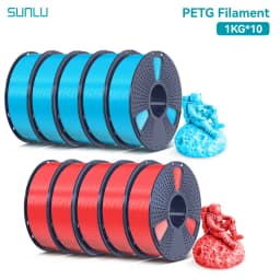 SUNLU PETG 1KG 3D Filament 1.75MM No Bubble 10 Rolls No Bubble Eco-Friendly No Knots Good Toughness Excellent Acid Alkali