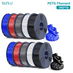 SUNLU PETG 1KG 3D Filament 1.75MM No Bubble 10 Rolls No Bubble Eco-Friendly No Knots Good Toughness Excellent Acid Alkali