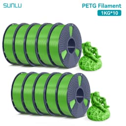 SUNLU PETG 1KG 3D Filament 1.75MM No Bubble 10 Rolls No Bubble Eco-Friendly No Knots Good Toughness Excellent Acid Alkali