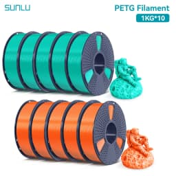 SUNLU PETG 1KG 3D Filament 1.75MM No Bubble 10 Rolls No Bubble Eco-Friendly No Knots Good Toughness Excellent Acid Alkali