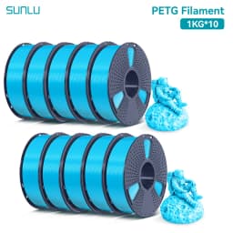 SUNLU PETG 1KG 3D Filament 1.75MM No Bubble 10 Rolls No Bubble Eco-Friendly No Knots Good Toughness Excellent Acid Alkali