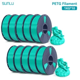 SUNLU PETG 1KG 3D Filament 1.75MM No Bubble 10 Rolls No Bubble Eco-Friendly No Knots Good Toughness Excellent Acid Alkali