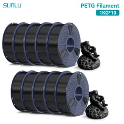 SUNLU PETG 1KG 3D Filament 1.75MM No Bubble 10 Rolls No Bubble Eco-Friendly No Knots Good Toughness Excellent Acid Alkali