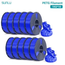 SUNLU PETG 1KG 3D Filament 1.75MM No Bubble 10 Rolls No Bubble Eco-Friendly No Knots Good Toughness Excellent Acid Alkali