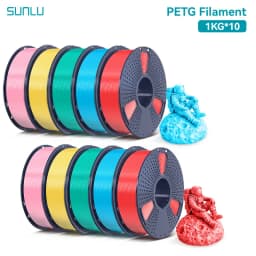 SUNLU PETG 1KG 3D Filament 1.75MM No Bubble 10 Rolls No Bubble Eco-Friendly No Knots Good Toughness Excellent Acid Alkali